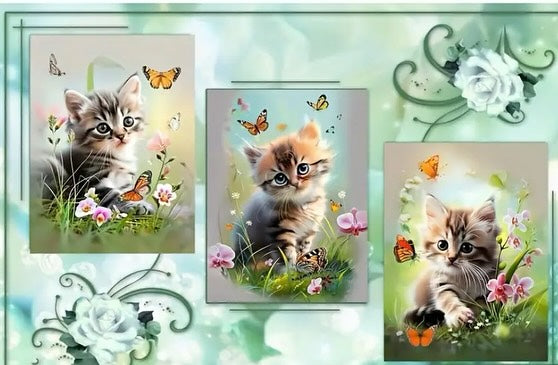 Paint by Numbers Kit — Kittens and Butterflies