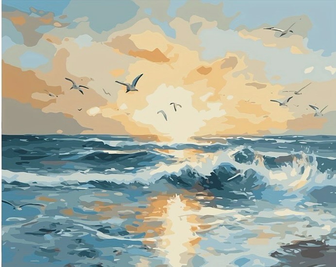 Paint by Numbers Kit — Seagulls Over the Sea
