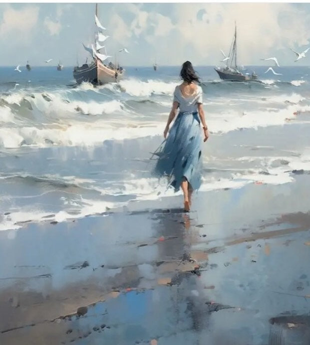 Paint by Numbers Kit — Woman Walking on Beach