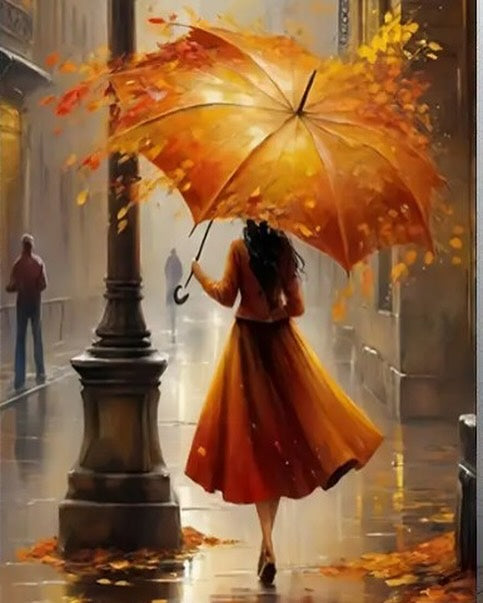Paint by Numbers Kit — Woman with Umbrella in Autumn