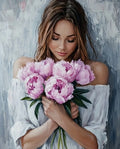 Paint by Numbers Kit — Woman with Peony Bouquet