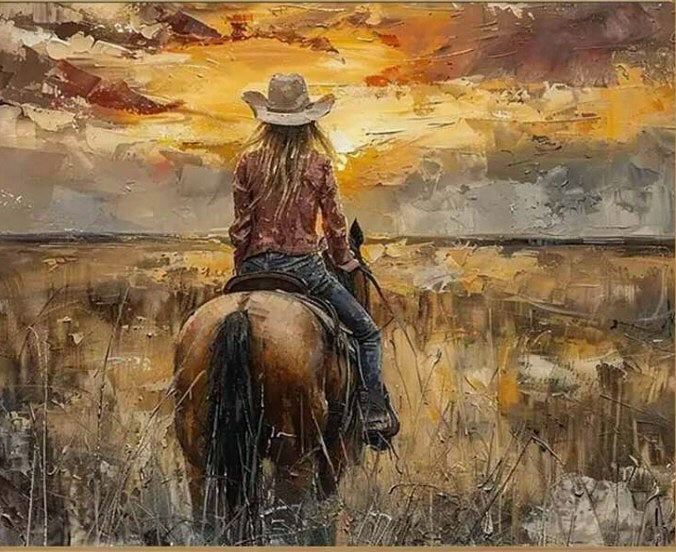 Paint by Numbers Kit — Cowgirl at Sunset