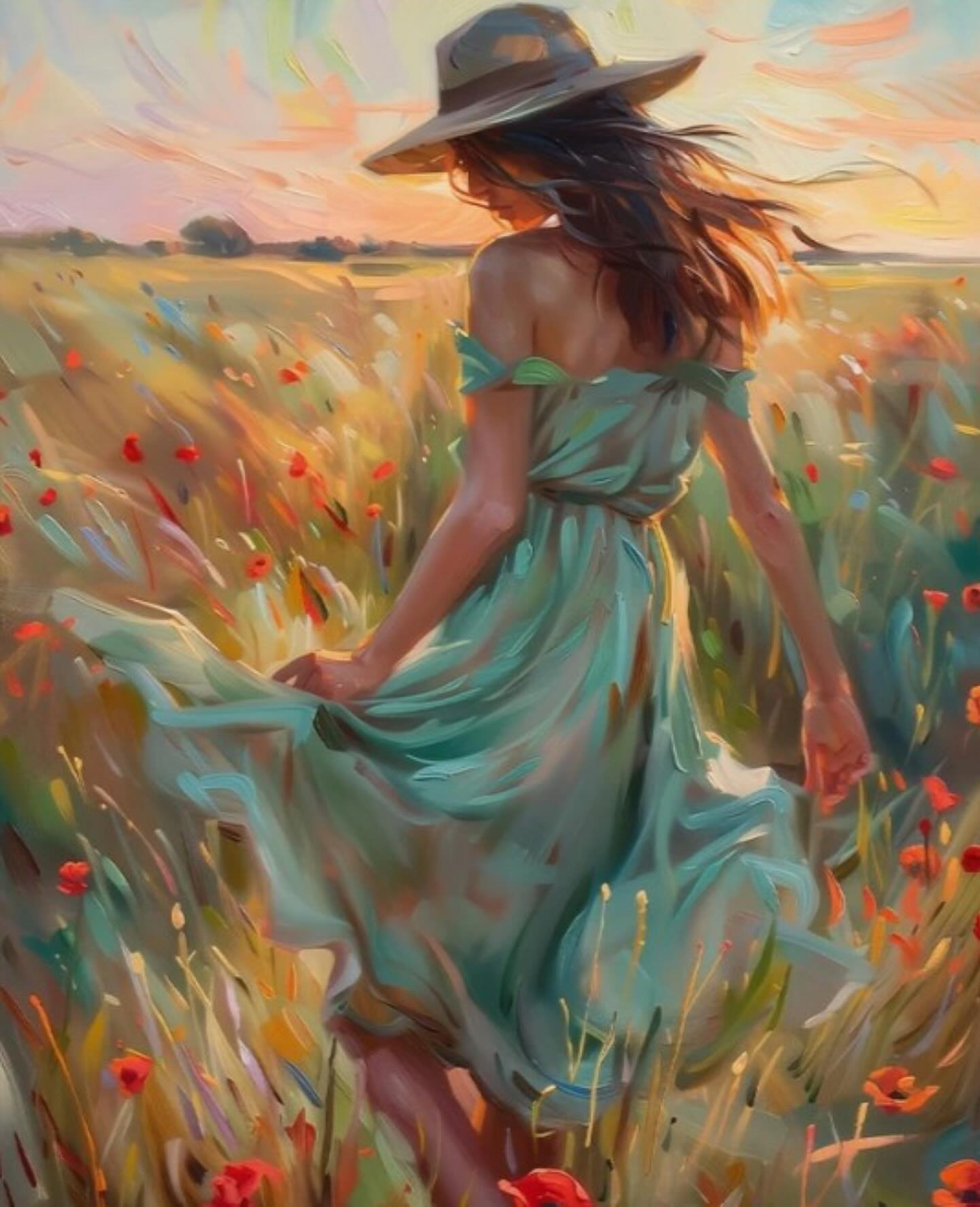 Paint by Numbers Kit — Girl in Wildflower Field