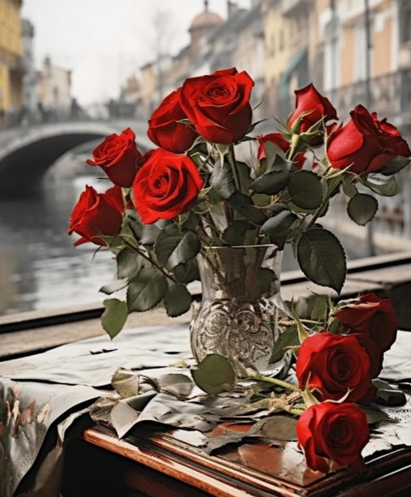 Paint by Numbers Kit — Red Roses by the Canal