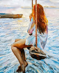 Paint by Numbers Kit — Girl on Swing by the Sea