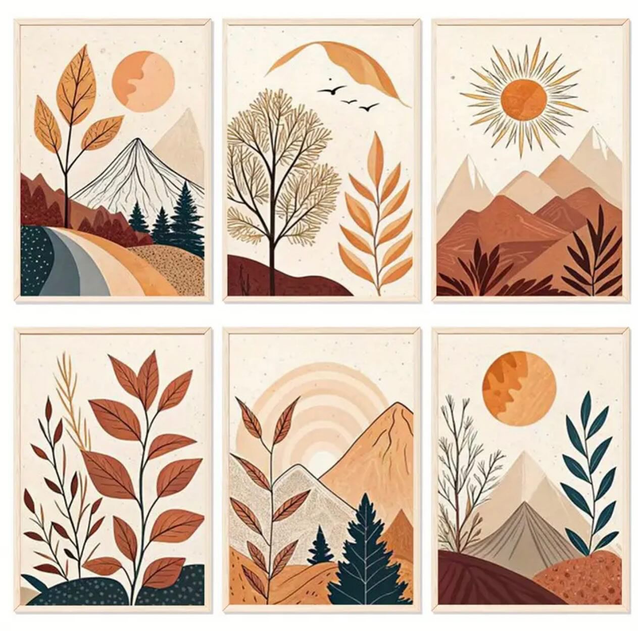 Paint by Numbers Kit — Boho Nature Set of Six