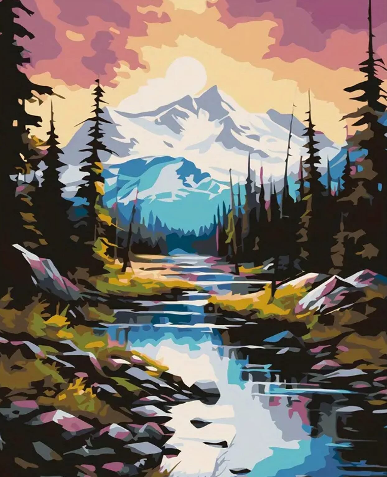 Paint by Numbers Kit — Mountain Stream at Dusk