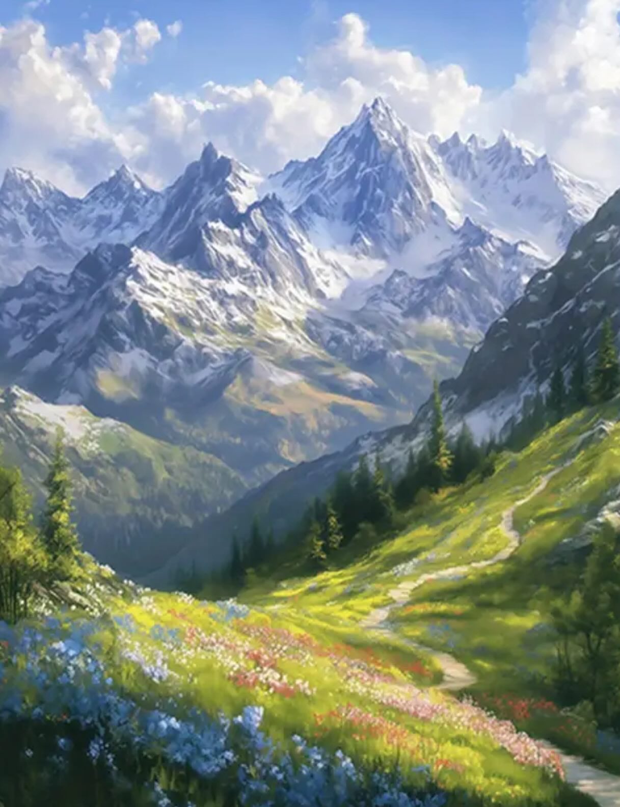 Paint by Numbers Kit — Mountain Meadow in Bloom