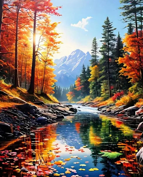 Paint by Numbers Kit — Autumn Forest River