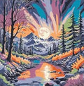 Paint by Numbers Kit — Moonlit Mountain Stream