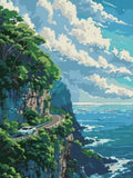 Paint by Numbers Kit — Coastal Cliff Road