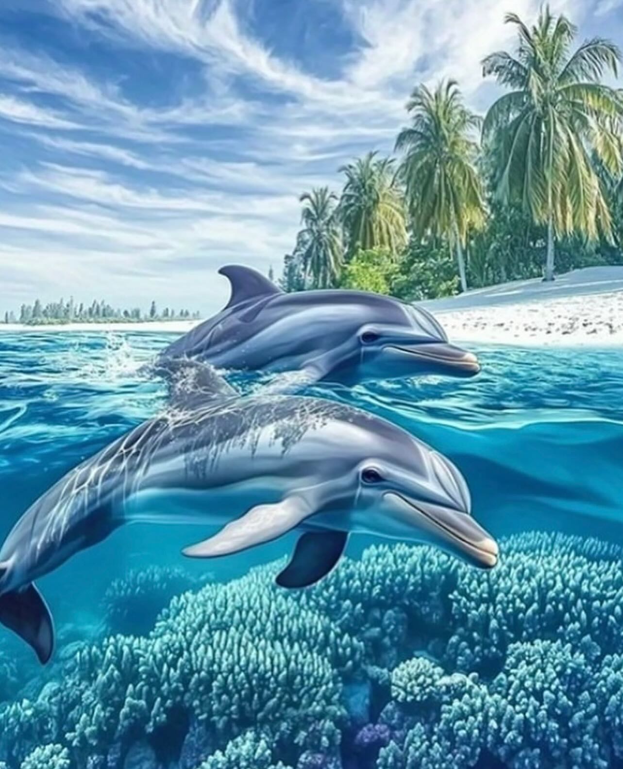 Paint by Numbers Kit — Dolphins and Rainbow