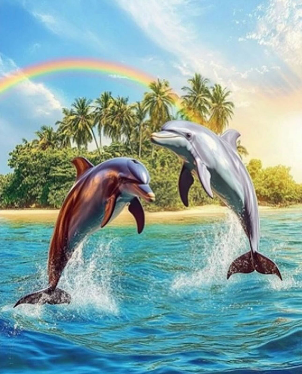 Paint by Numbers Kit — Dolphins and Rainbow
