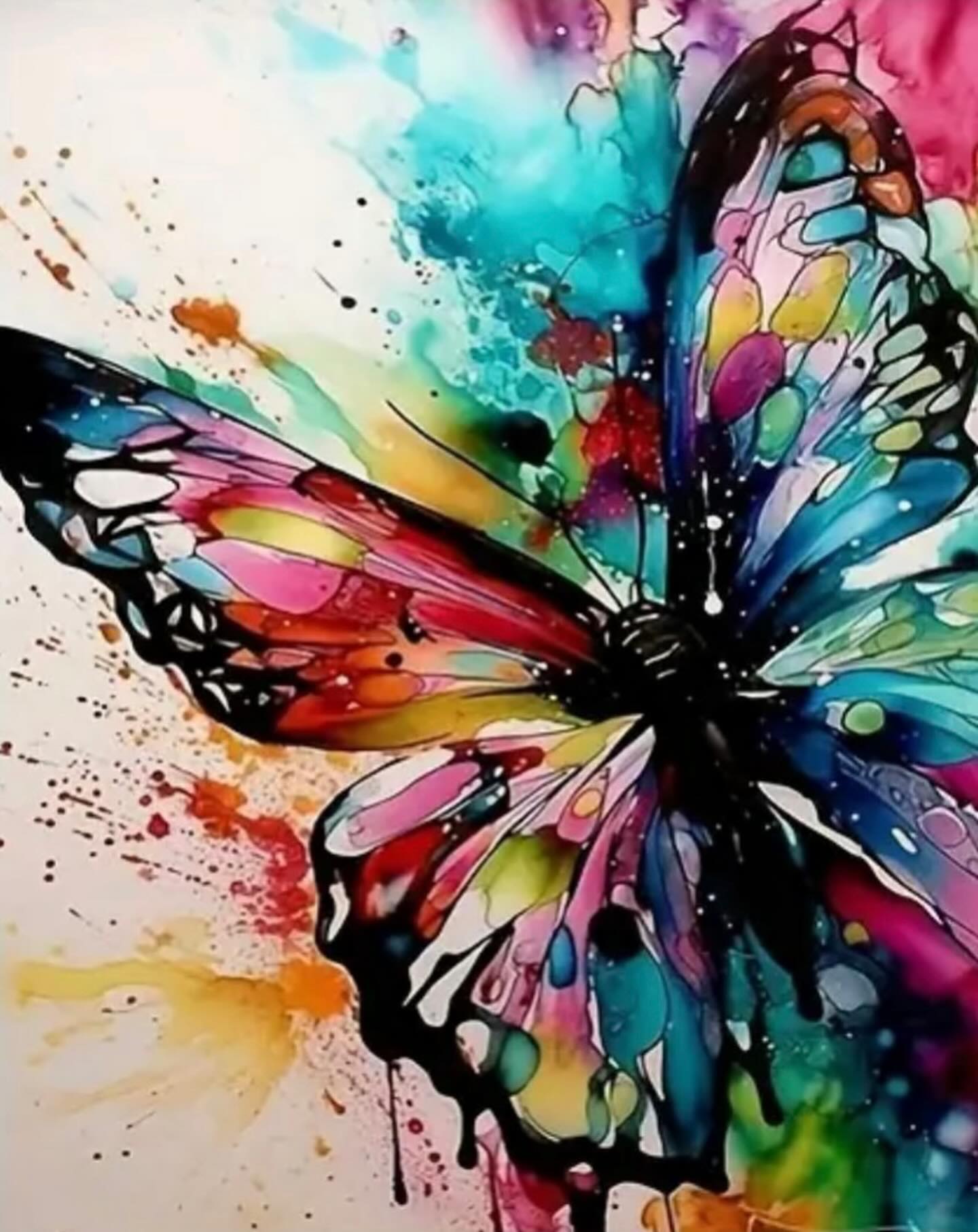 Paint by Numbers Kit — Watercolor Splash Butterfly