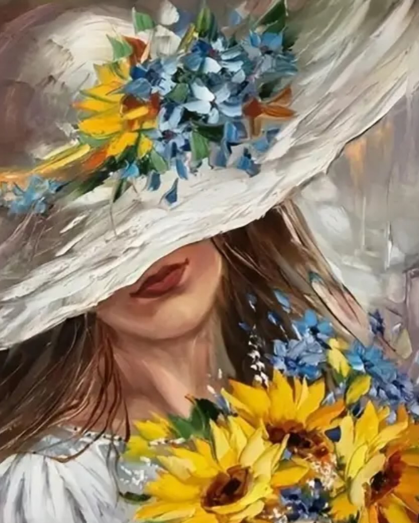 Paint by Numbers Kit — Woman with Sunflower Hat
