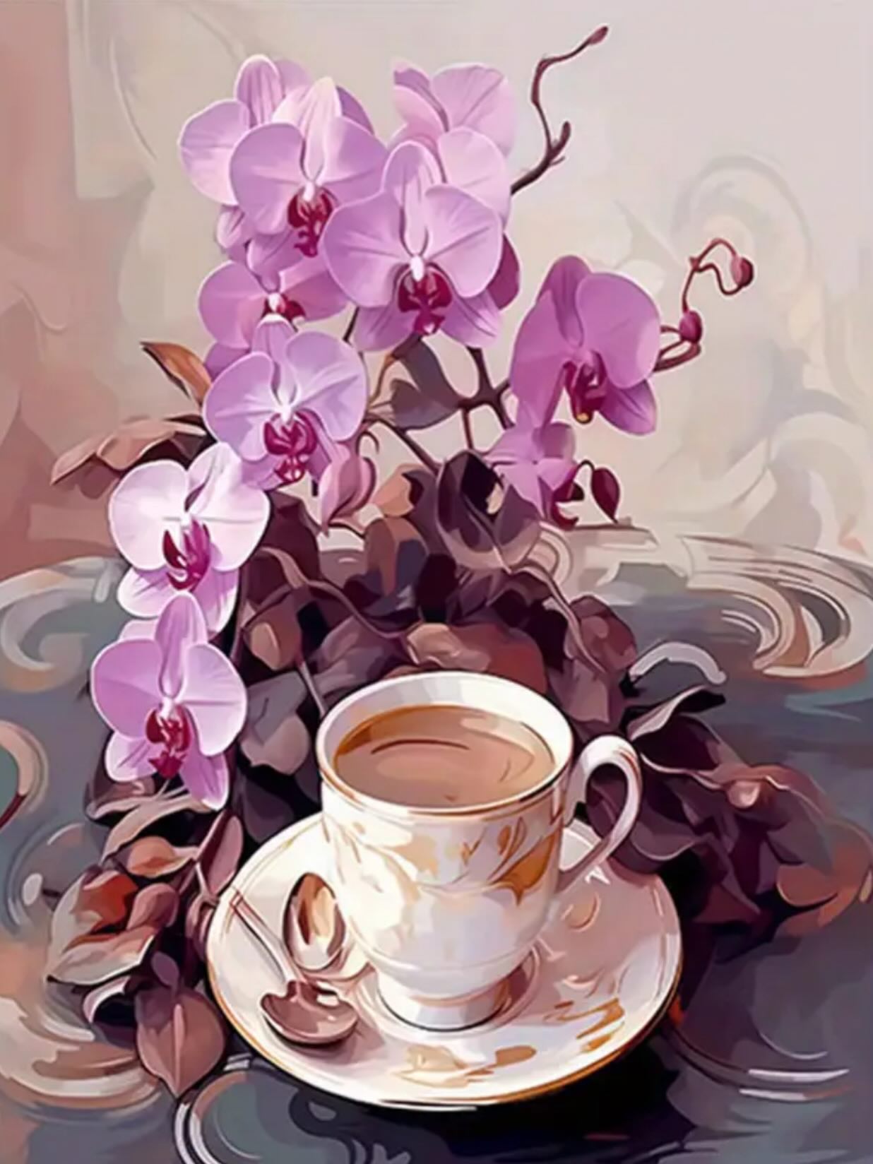 Paint by Numbers Kit — Orchids and Coffee