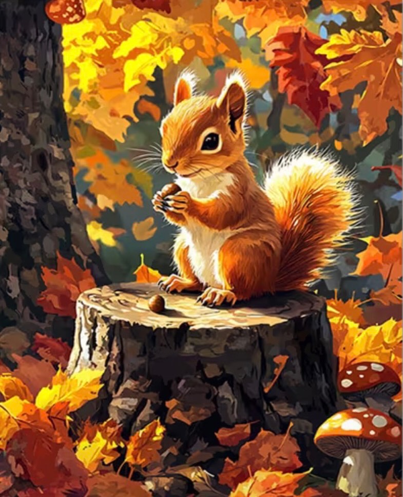 Paint by Numbers Kit — Squirrel in Autumn Forest
