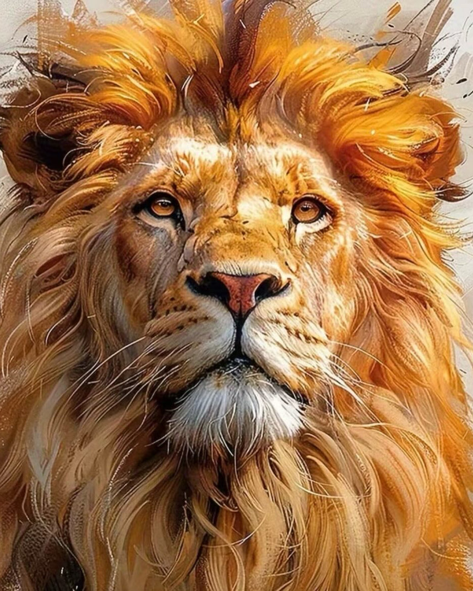 Lion Portrait, framed paint-by-numbers canvas