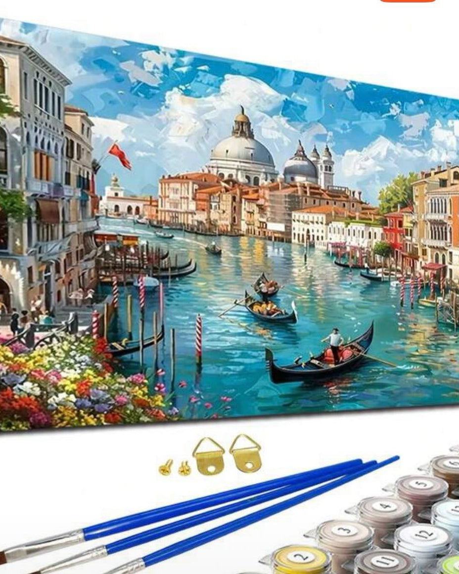 Grand Canal of Venice, framed paint-by-numbers canvas
