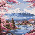 Paint by Numbers Kit — Mount Fuji and Cherry Blossoms