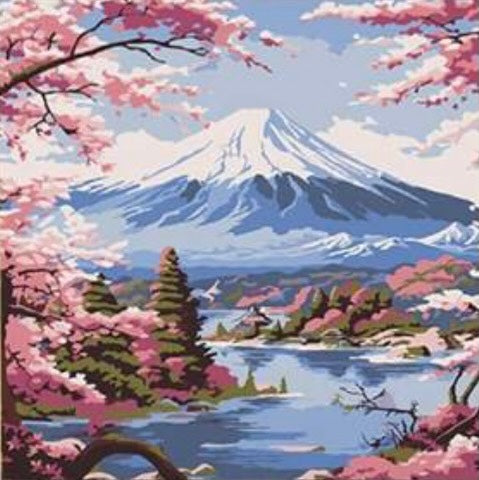 Paint by Numbers Kit — Mount Fuji and Cherry Blossoms