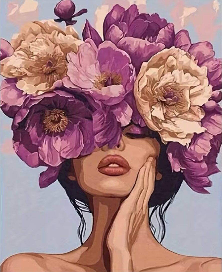 Paint by Numbers Kit — Woman with Peony Crown