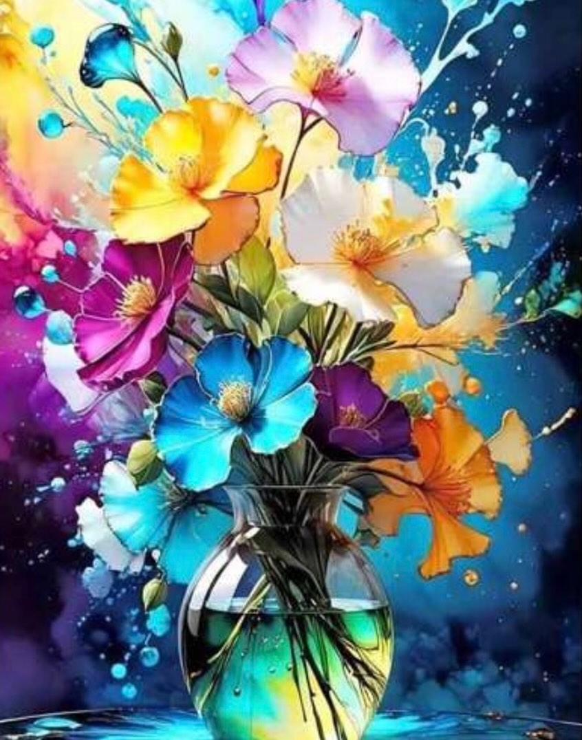 Paint by Numbers Kit — Colorful Floral Vase
