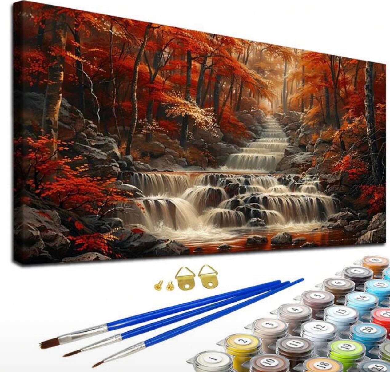 Paint by Numbers Kit — Autumn Forest Waterfall