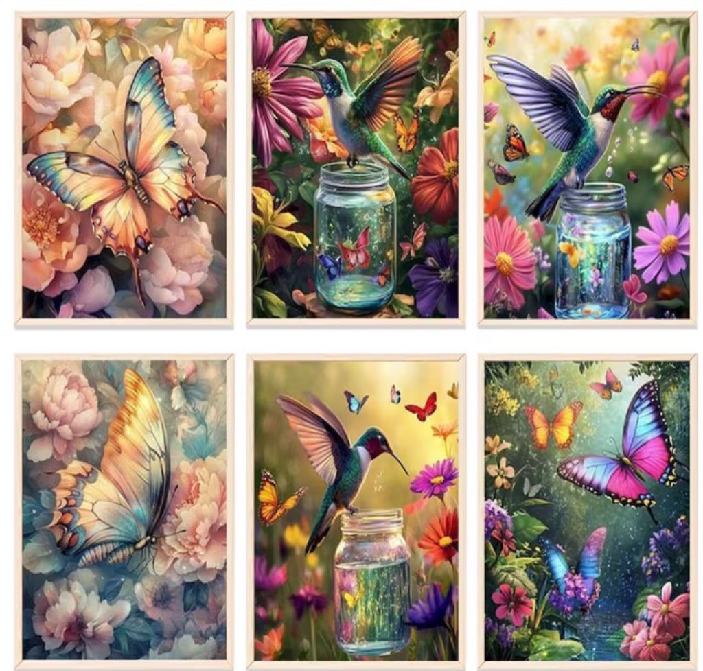 Paint by Numbers Kit — Butterflies and Hummingbirds Set
