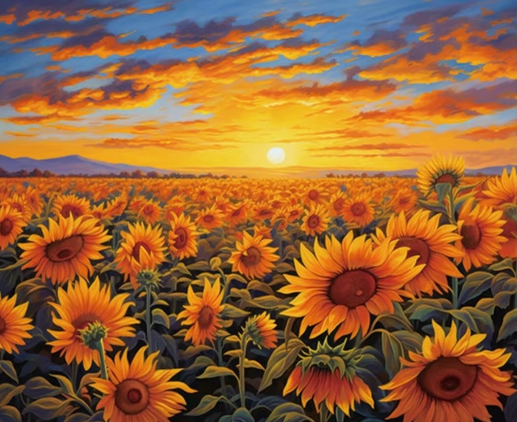 Paint by Numbers Kit — Sunflower Field at Sunset