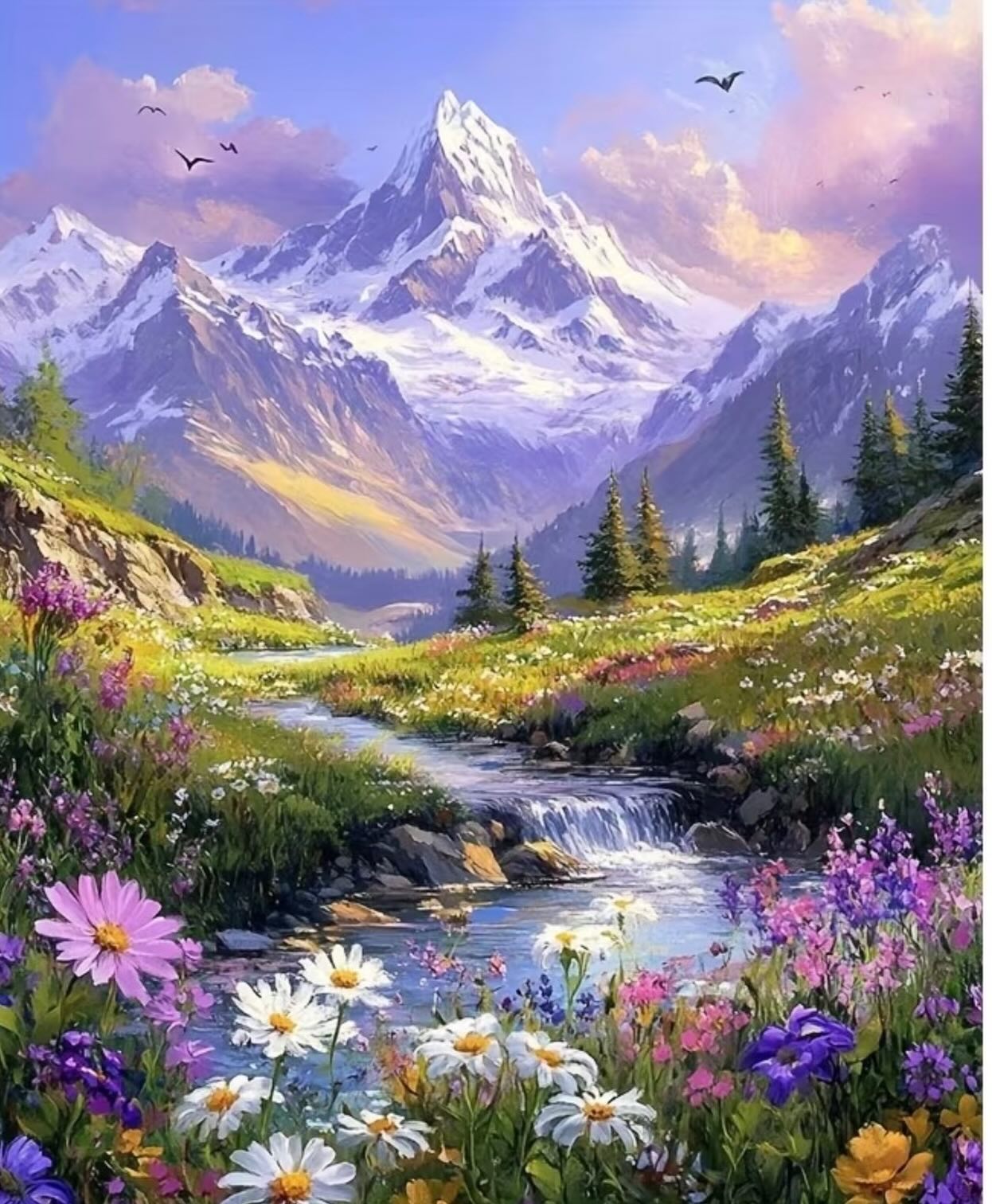 Paint by Numbers Kit — Mountain Stream Wildflowers