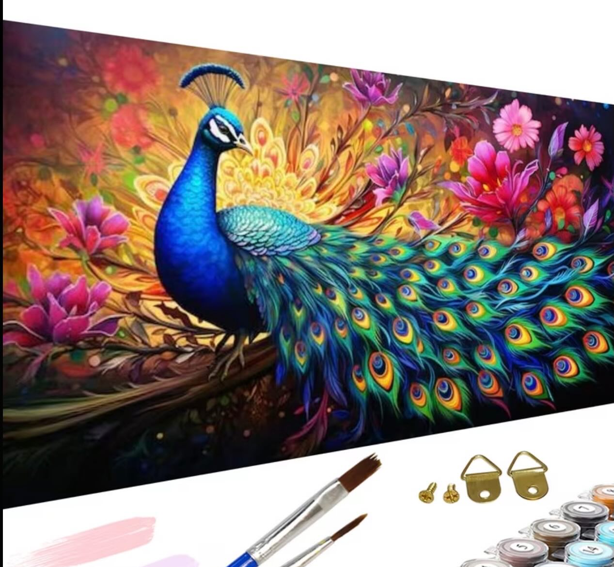 Paint by Numbers Kit — Vibrant Peacock Panorama