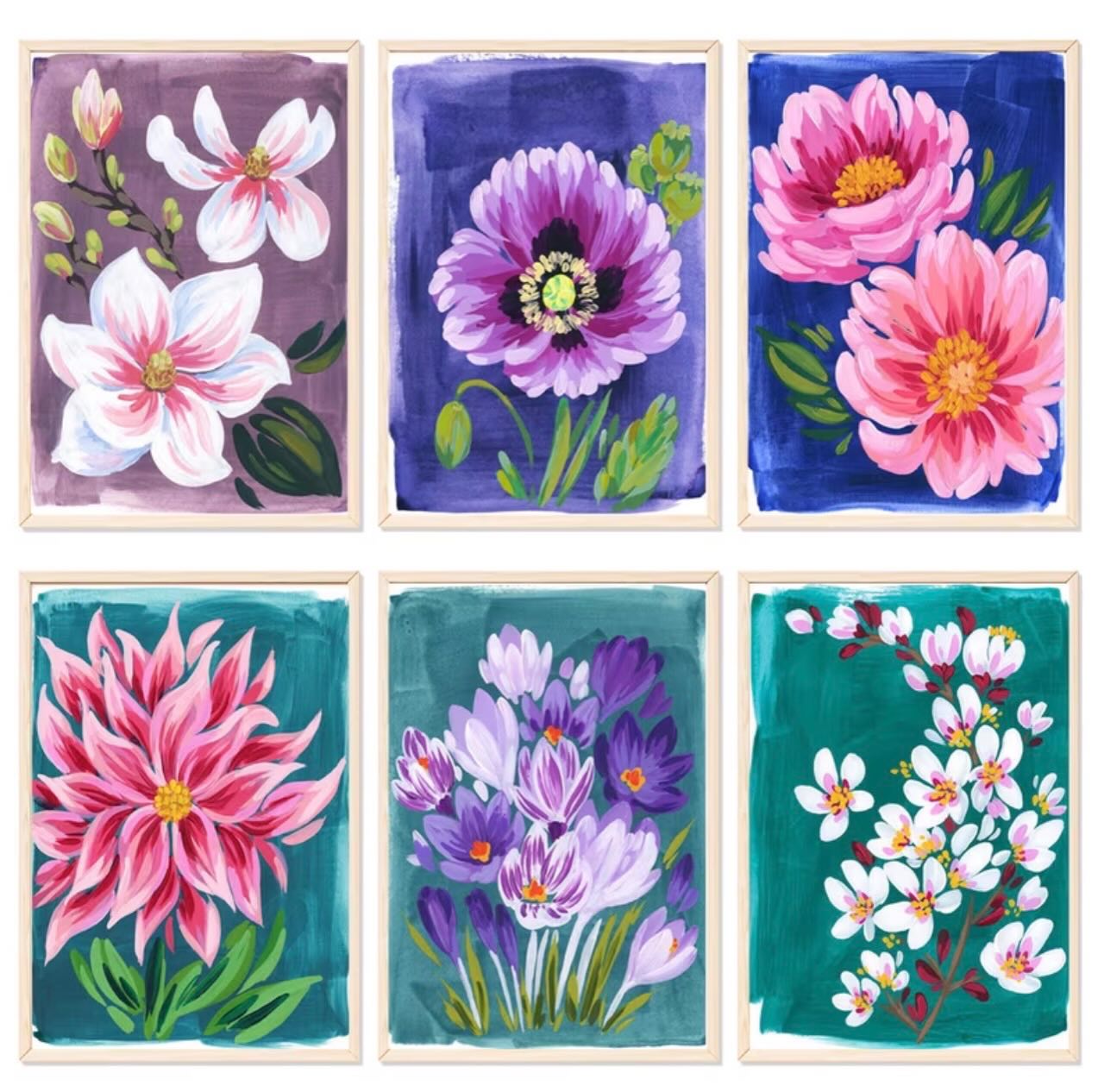 Paint by Numbers Kit — Painted Flowers Set