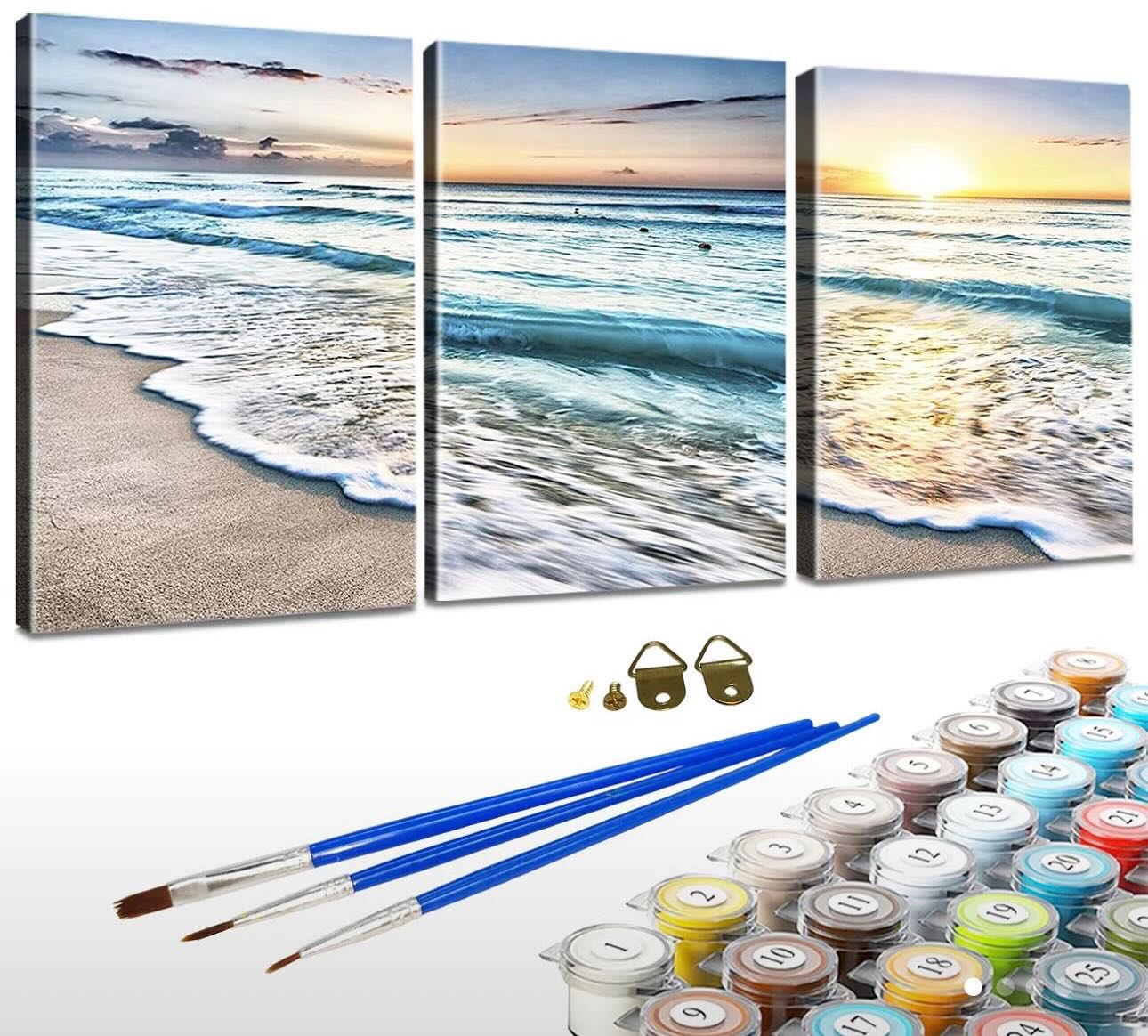 Paint by Numbers Kit — Beach Sunrise Triptych