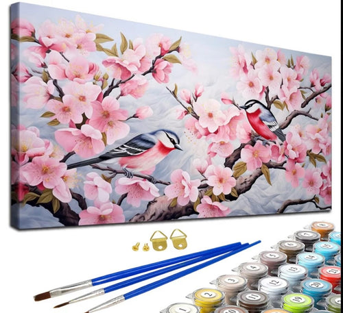 Paint by Numbers Kit — Birds on Cherry Blossom Branch