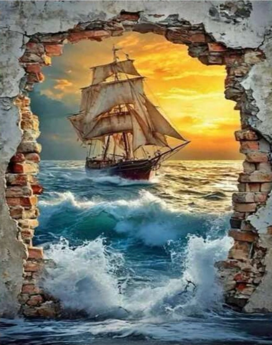Paint by Numbers Kit — Ship Through Broken Wall