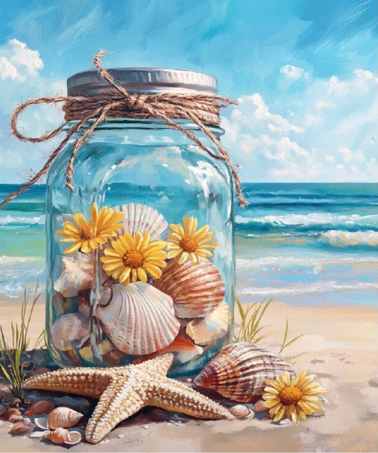 Paint by Numbers Kit — Beach Jar with Seashells