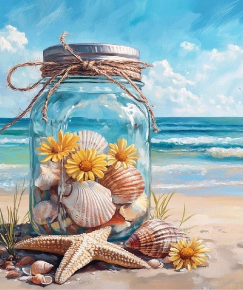Paint by Numbers Kit — Beach Jar with Seashells