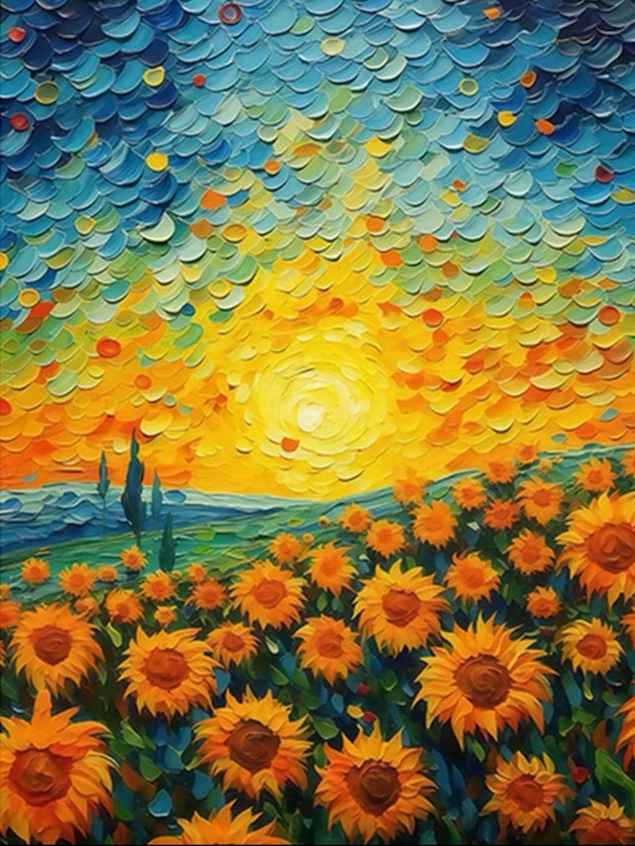 Paint by Numbers Kit — Textured Sunflower Field