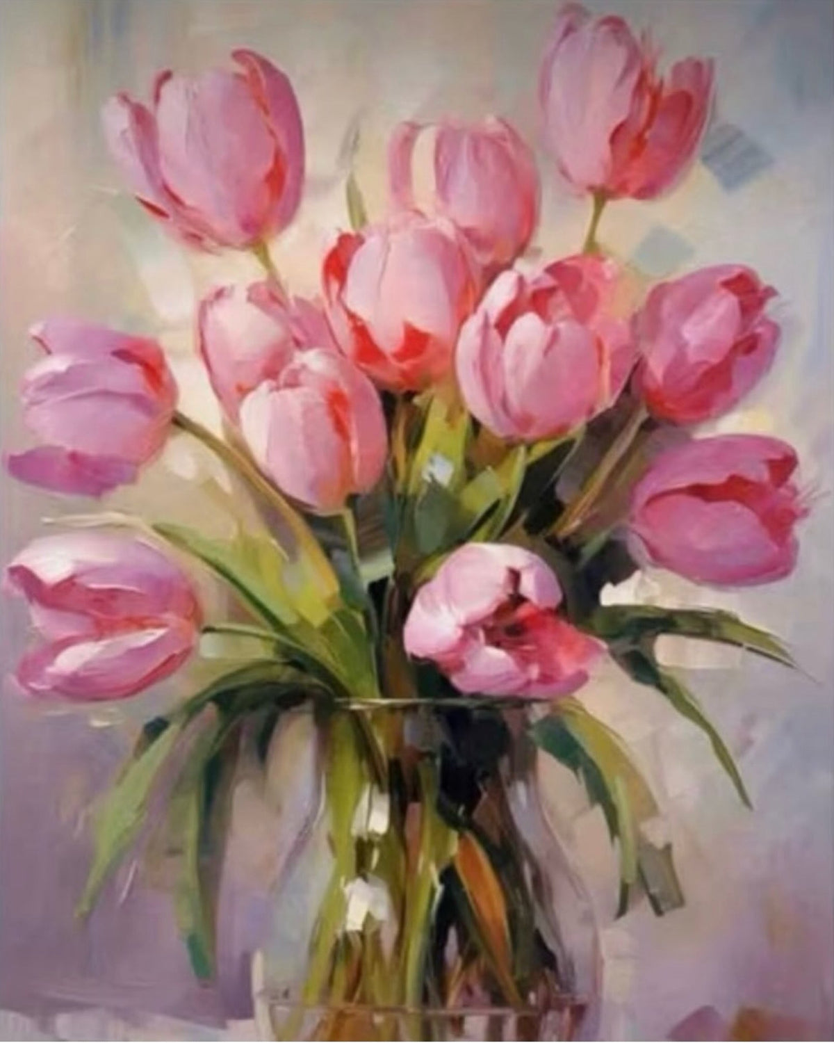 The Tulip Jar, framed paint-by-numbers canvas