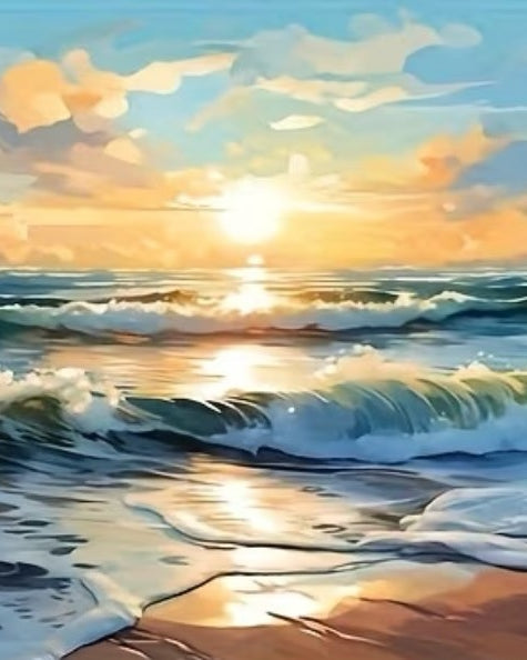 First Light, Low Tide, framed paint-by-numbers canvas