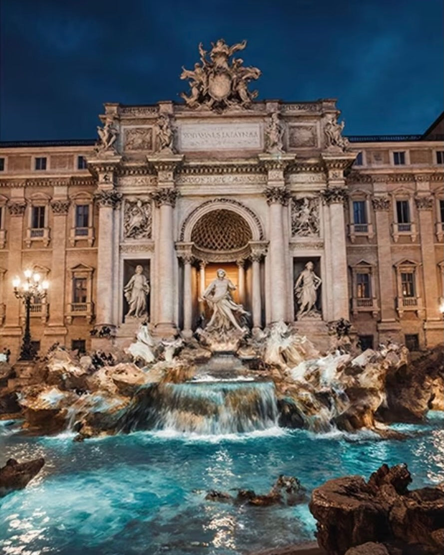 The Trevi at Night, framed paint-by-numbers canvas