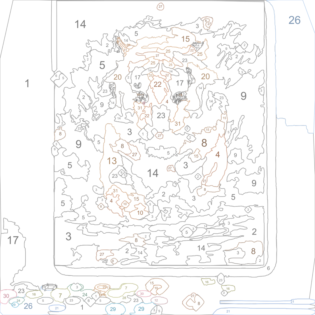 Numbered canvas outline — Tiger in Water