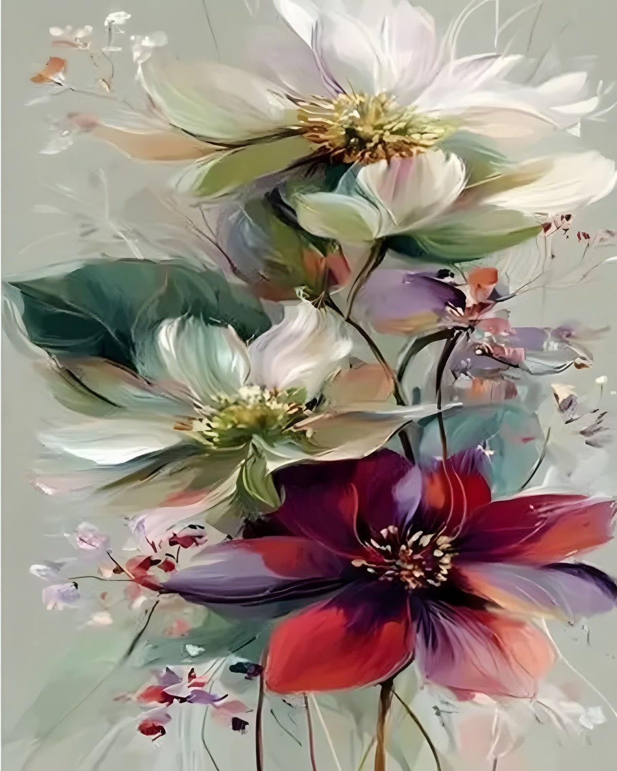 The Abstract Bouquet, framed paint-by-numbers canvas