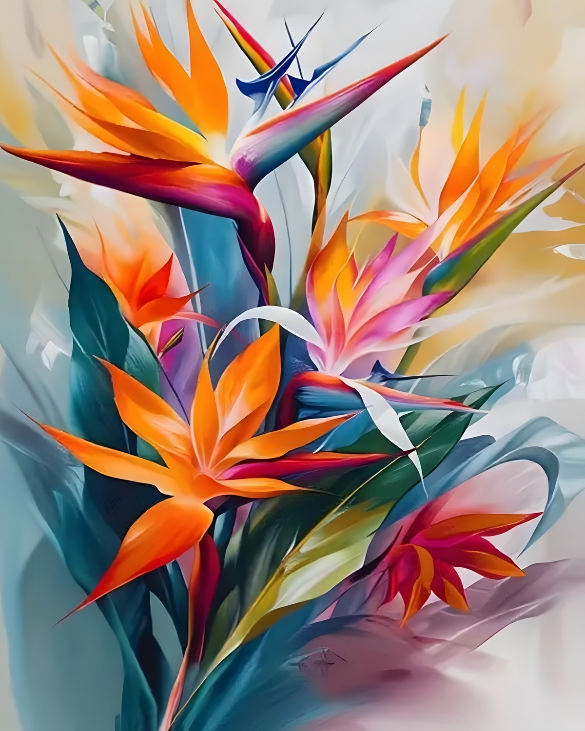 Birds of Paradise, framed paint-by-numbers canvas