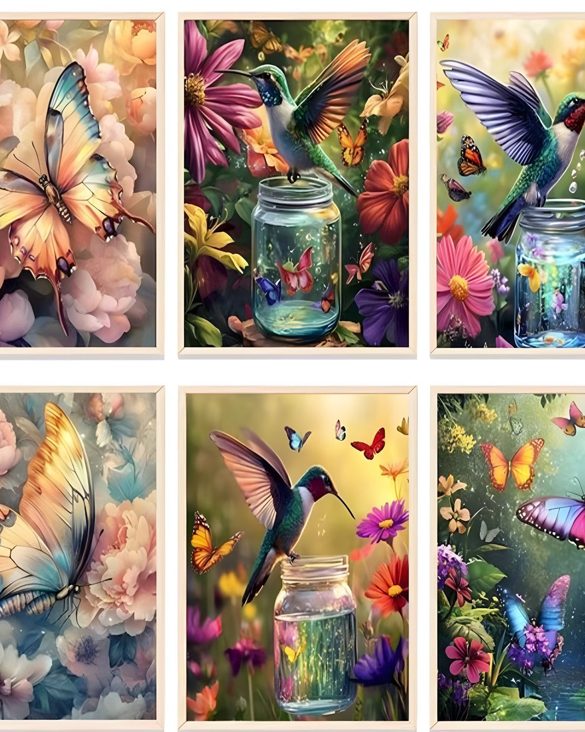 The Hummingbird Set, framed paint-by-numbers canvas