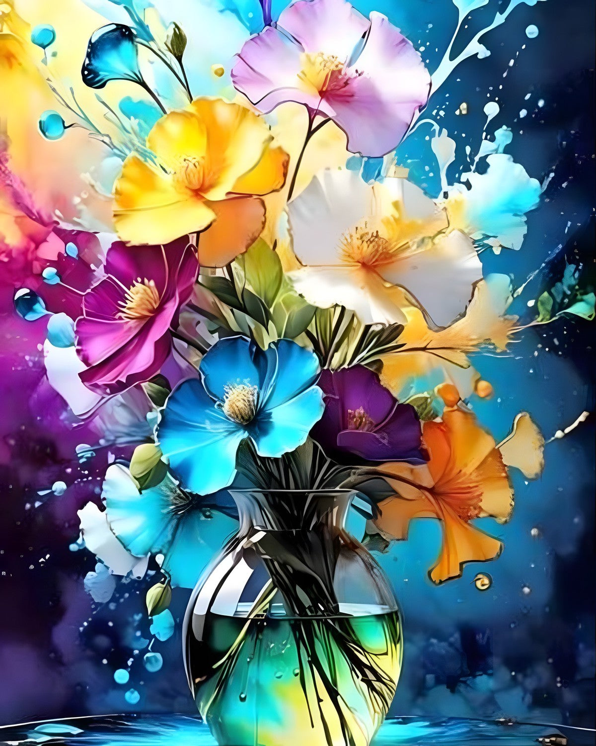 The Painted Vase, framed paint-by-numbers canvas