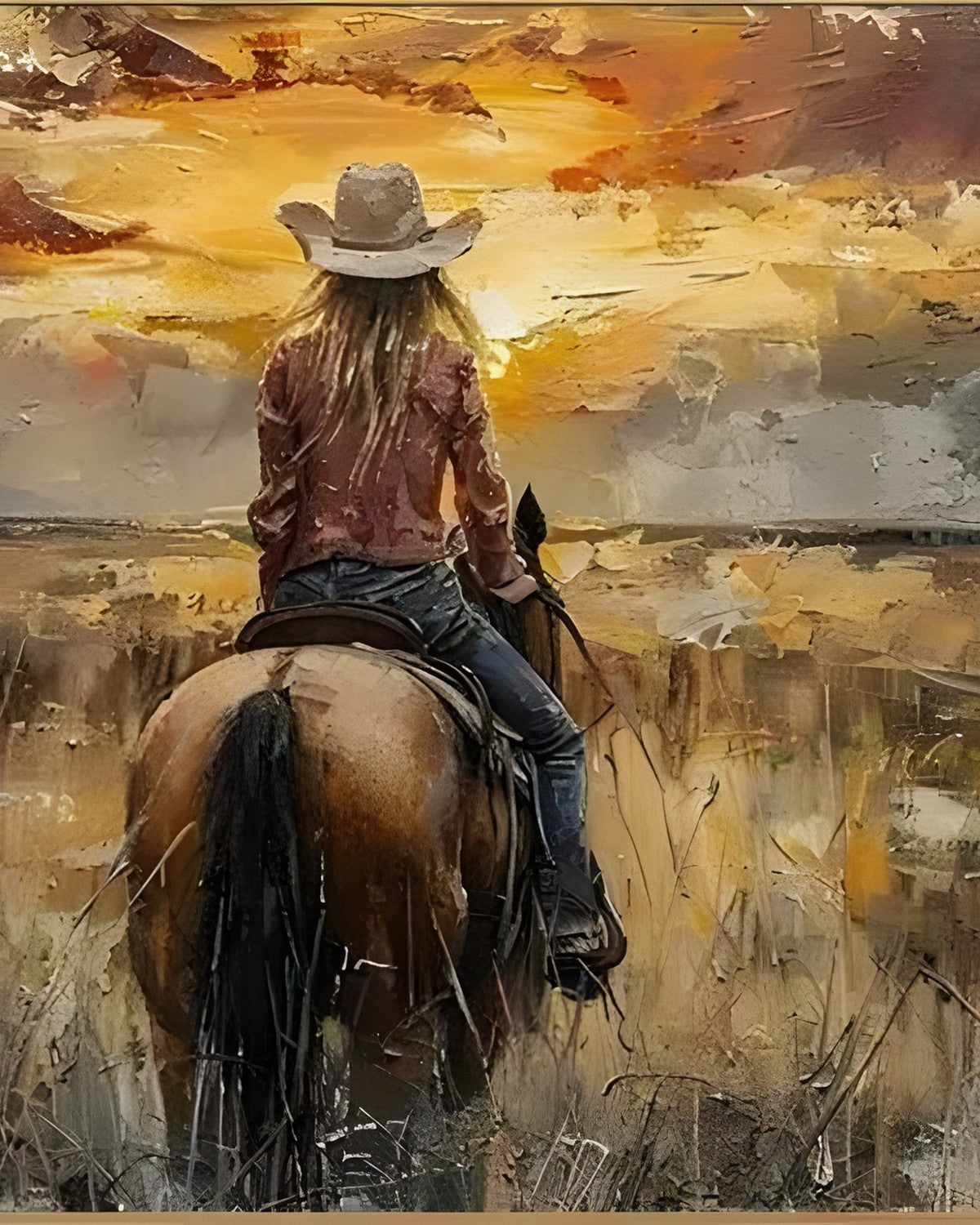 The Cowgirl, framed paint-by-numbers canvas