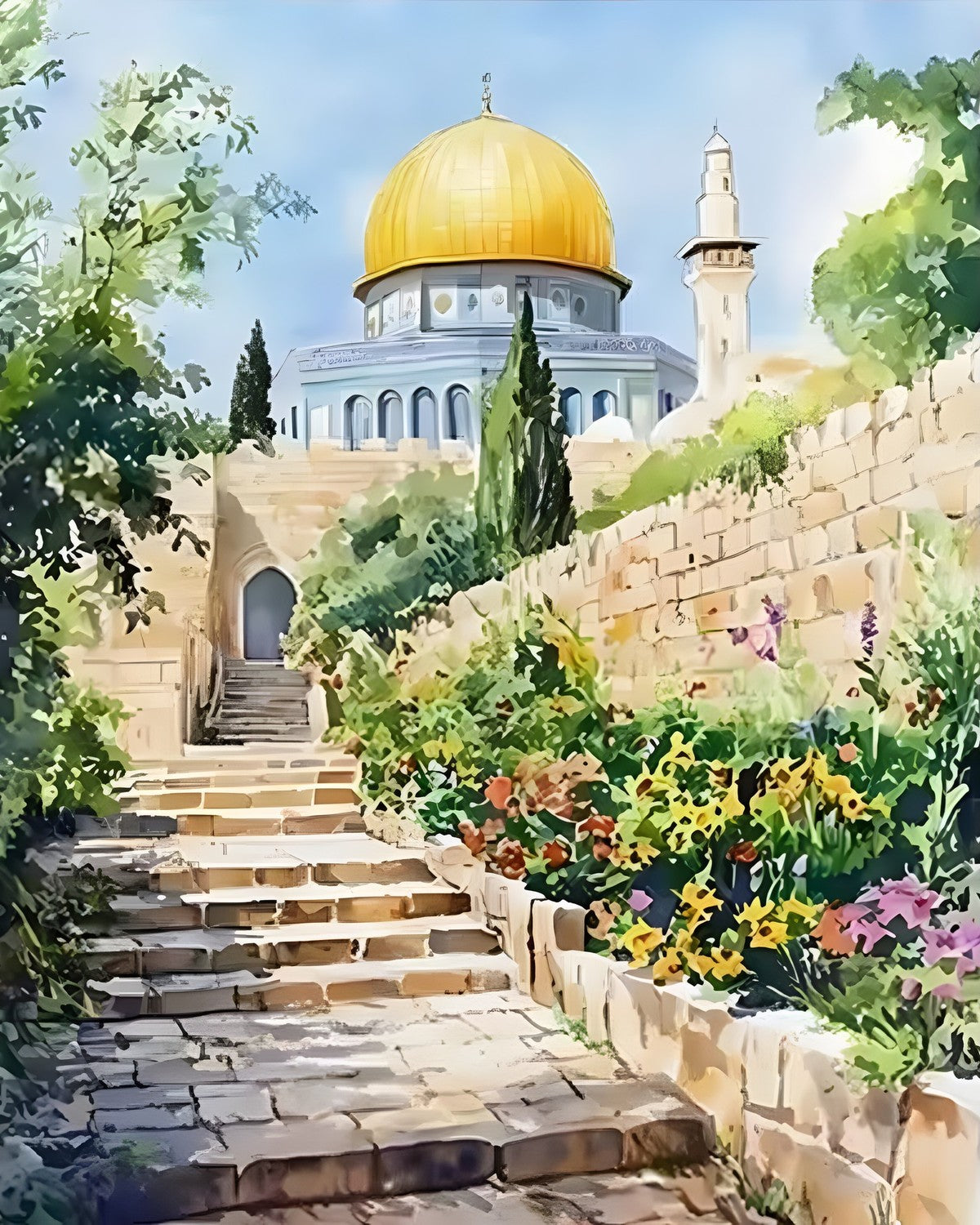 Dome of the Rock, framed paint-by-numbers canvas