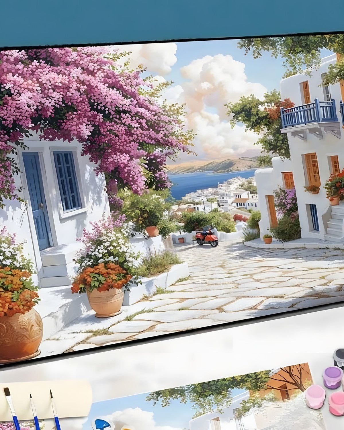The Island Alley, framed paint-by-numbers canvas
